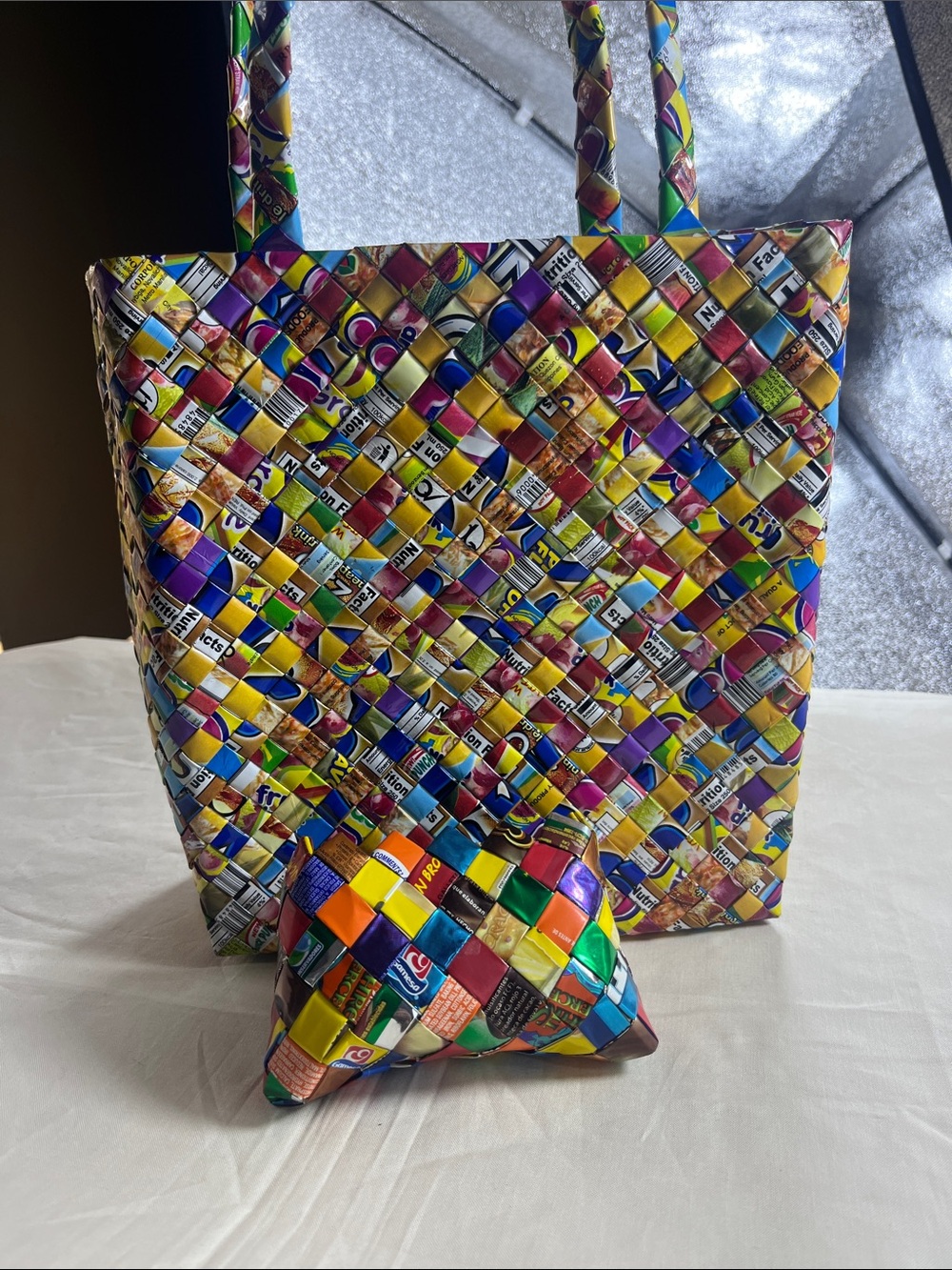 Colorful Woven Tote Bag and Voin Purse- Multicolor - NWOT